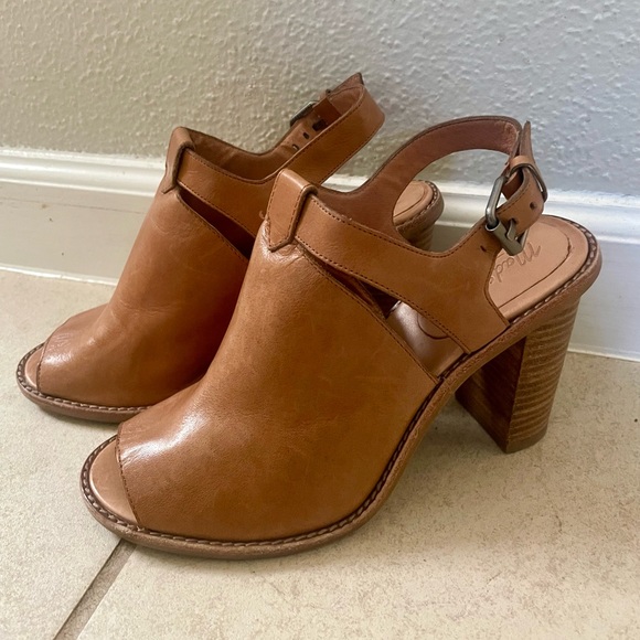 Madewell Sylvain Leather Block Heel Peep Toe Slingback Sz 7.5 - Picture 2 of 11